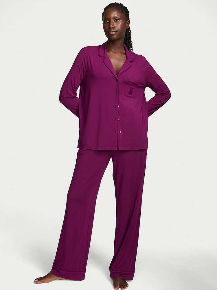 Victoria's Secret Rhubarb Purple Modal Long Pyjamas Set - Image 1 of 3 Victoria's Secret Rhubarb Purple Modal Long Pyjamas Set - Image 1 of 3