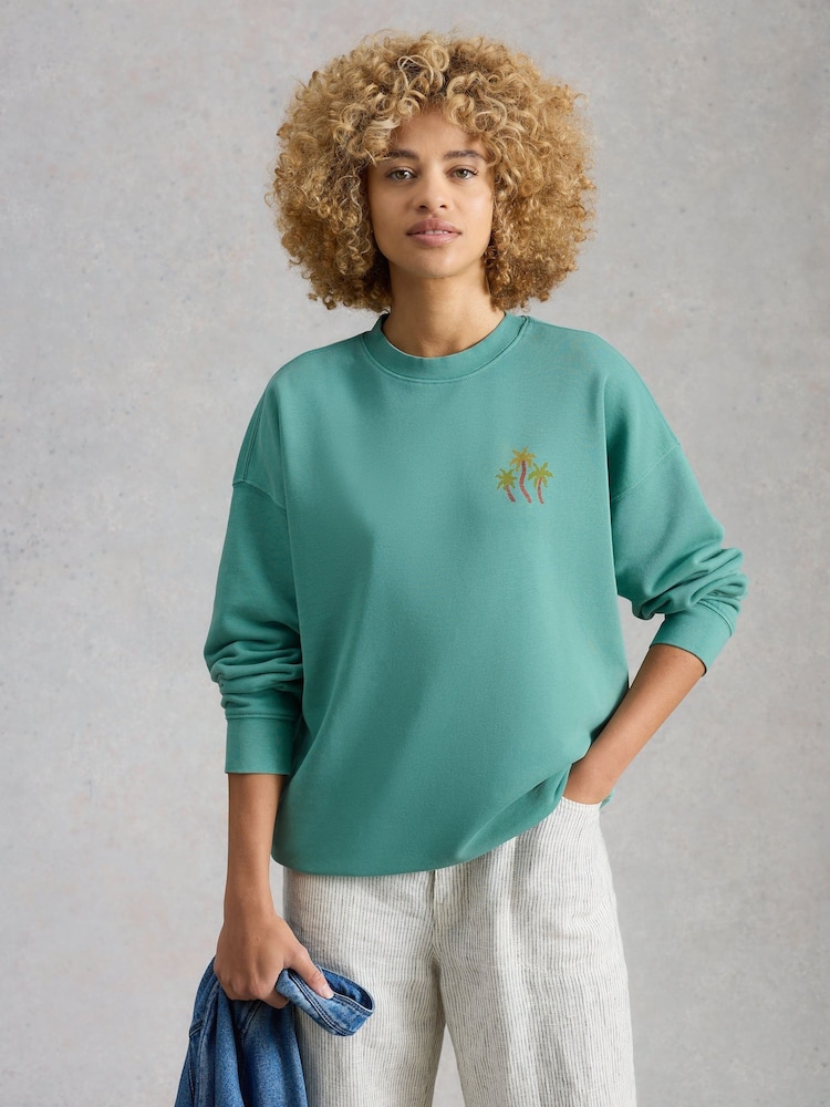 Verde - White Stuff Cleo Longline Raphic Sweat Top - Imagen 1 de 6