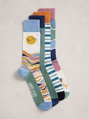 White Stuff Blue 4PK Holiday Ankle Socks - Image 1 of 4