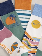 White Stuff Blue 4PK Holiday Ankle Socks - Image 2 of 4