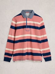 White Stuff Red Yarmouth Stripe Rugby Sweat Top - Image 5 of 6