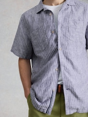 White Stuff Blue Keswick SS Linen Shirt - Image 4 of 6