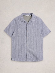 White Stuff Blue Keswick SS Linen Shirt - Image 5 of 6