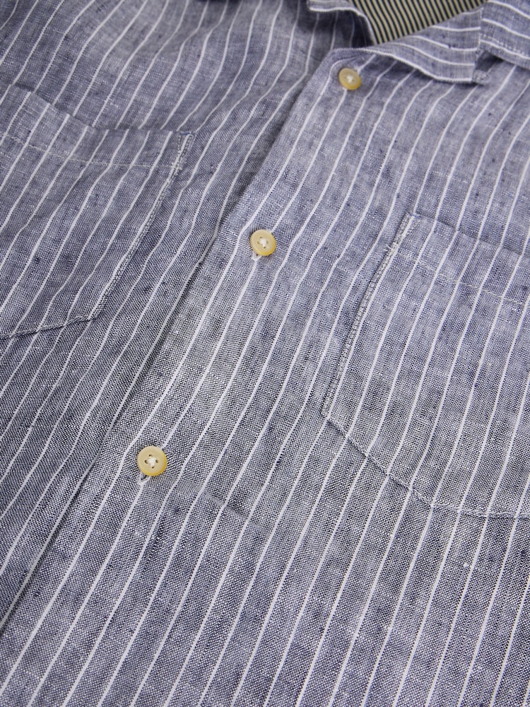 White Stuff Blue Keswick SS Linen Shirt - Image 6 of 6