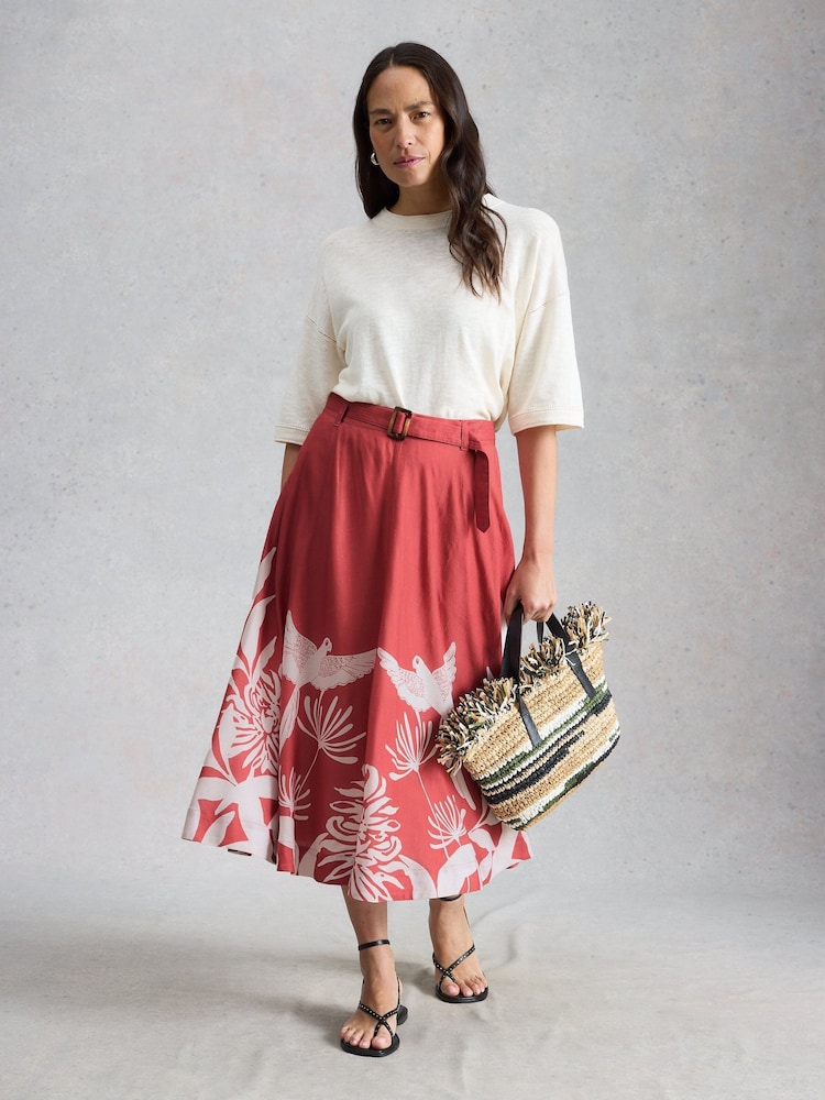 White Stuff Pink Darcie Midi Skirt - Image 1 of 6