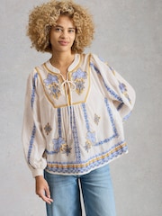 White Stuff White Ciara Embroidered Blouse - Image 3 of 4