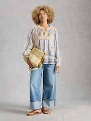 White Stuff White Ciara Embroidered Blouse - Image 4 of 4