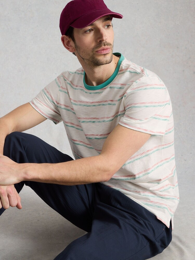 White Stuff Abersoch Reverse Stripe Short Sleeve T-Shirt - Imagen 1 de 6