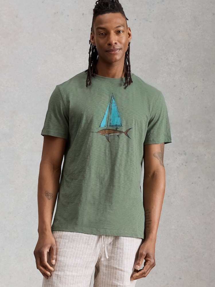 White Stuff Abersoch Fish Sail Graphic T-Shirt - Imagen 1 de 6