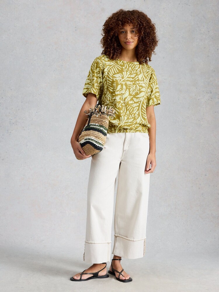 White Stuff Green Bree Linen Blend Top - Image 1 of 6