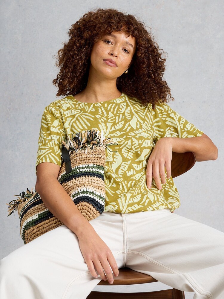 White Stuff Green Bree Linen Blend Top - Image 2 of 6