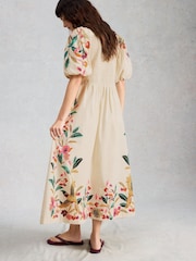 White Stuff White Maeve Embroidered Midi Dress - Image 2 of 6