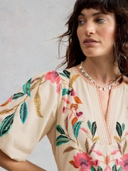 White Stuff White Maeve Embroidered Midi Dress - Image 4 of 6