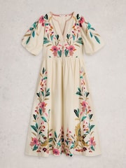 White Stuff White Maeve Embroidered Midi Dress - Image 5 of 6