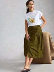 White Stuff Green Ruben Broderie Midi Skirt - Image 1 of 6