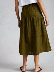 White Stuff Green Ruben Broderie Midi Skirt - Image 3 of 6