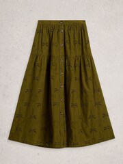 White Stuff Green Ruben Broderie Midi Skirt - Image 5 of 6