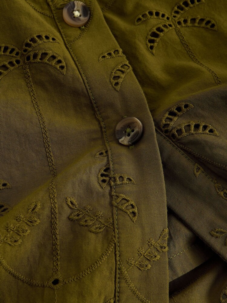 White Stuff Green Ruben Broderie Midi Skirt - Image 6 of 6