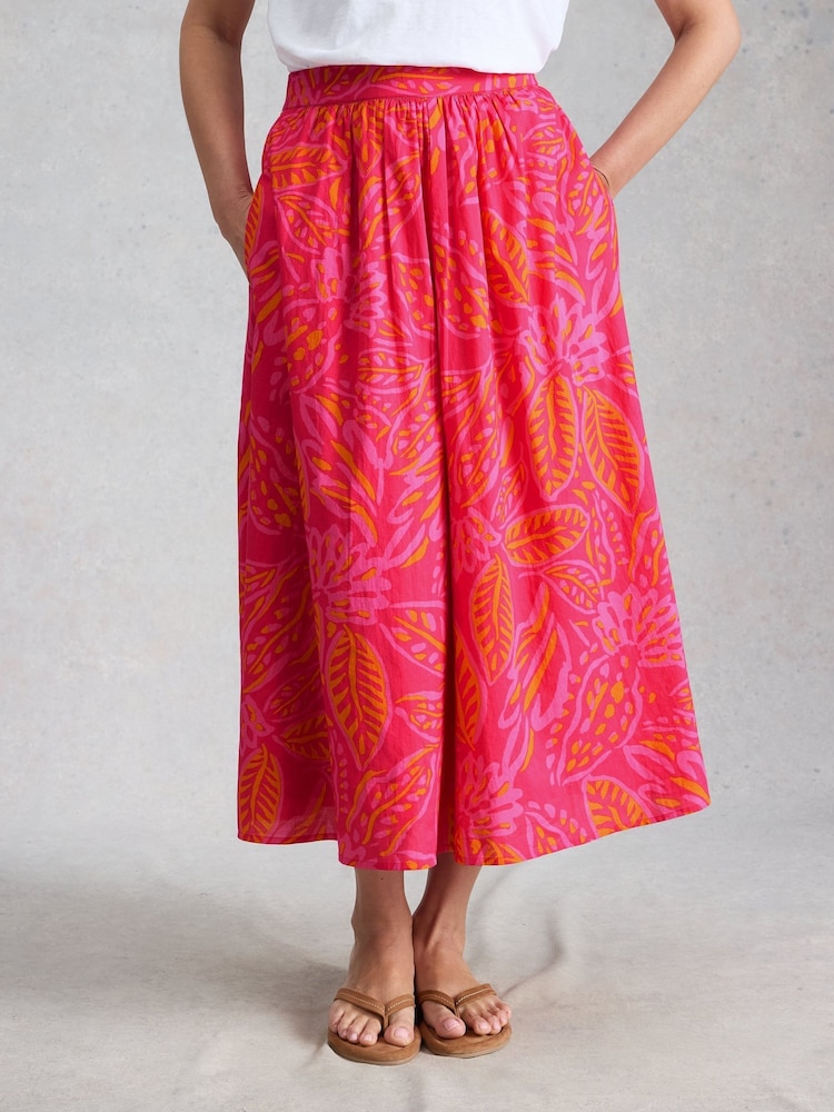 White Stuff Pink Abigail Midi Skirt - Image 1 of 6