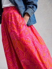 White Stuff Pink Abigail Midi Skirt - Image 4 of 6