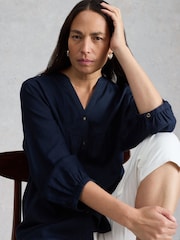 White Stuff Blue Raquel Linen Blend Tunic - Image 1 of 6