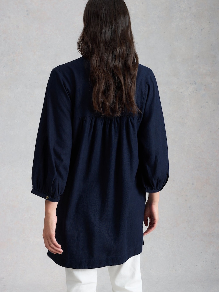 White Stuff Blue Raquel Linen Blend Tunic - Image 2 of 6