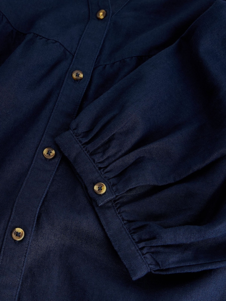 White Stuff Blue Raquel Linen Blend Tunic - Image 6 of 6