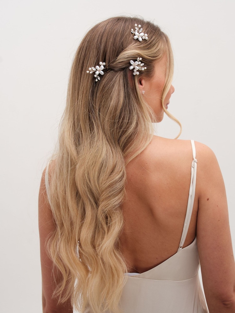 Jon Richard Mother Of Pearl Floral Hair Pins - Imagen 2 de 2