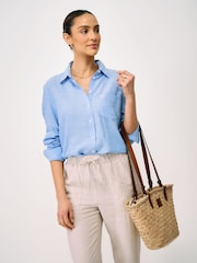 Crew Clothing Light Blue Relaxed Fit Linen Blend Shirt - Image 1 of 5