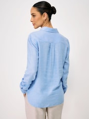 Crew Clothing Light Blue Relaxed Fit Linen Blend Shirt - Image 2 of 5