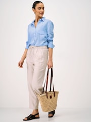 Crew Clothing Light Blue Relaxed Fit Linen Blend Shirt - Image 3 of 5