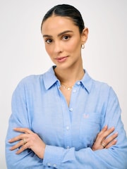 Crew Clothing Light Blue Relaxed Fit Linen Blend Shirt - Image 4 of 5