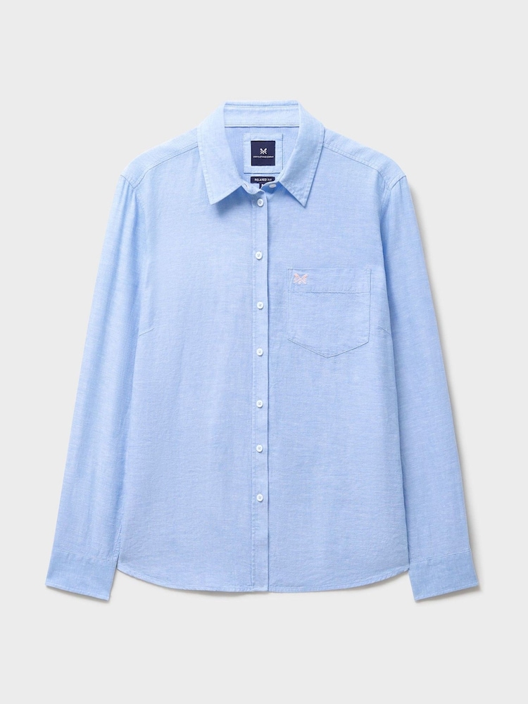 Crew Clothing Light Blue Relaxed Fit Linen Blend Shirt - Image 5 of 5