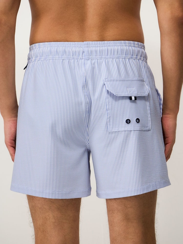 Crew Clothing Blue Oxford Stripe Seersucker Swim Shorts - Image 2 of 5