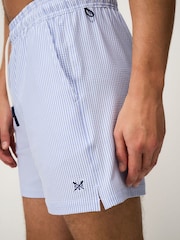 Crew Clothing Blue Oxford Stripe Seersucker Swim Shorts - Image 4 of 5
