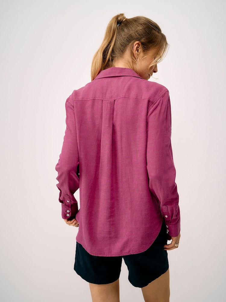 Crew Clothing Pink Relaxed Fit Linen Blend Shirt - Image 2 of 5 Crew Clothing Pink Relaxed Fit Linen Blend Shirt - Image 2 of 5