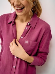 Crew Clothing Pink Relaxed Fit Linen Blend Shirt - Image 4 of 5