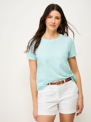 Crew Clothing Ocean Blue Cotton Slub Perfect Crew Neck T-Shirt - Image 1 of 5