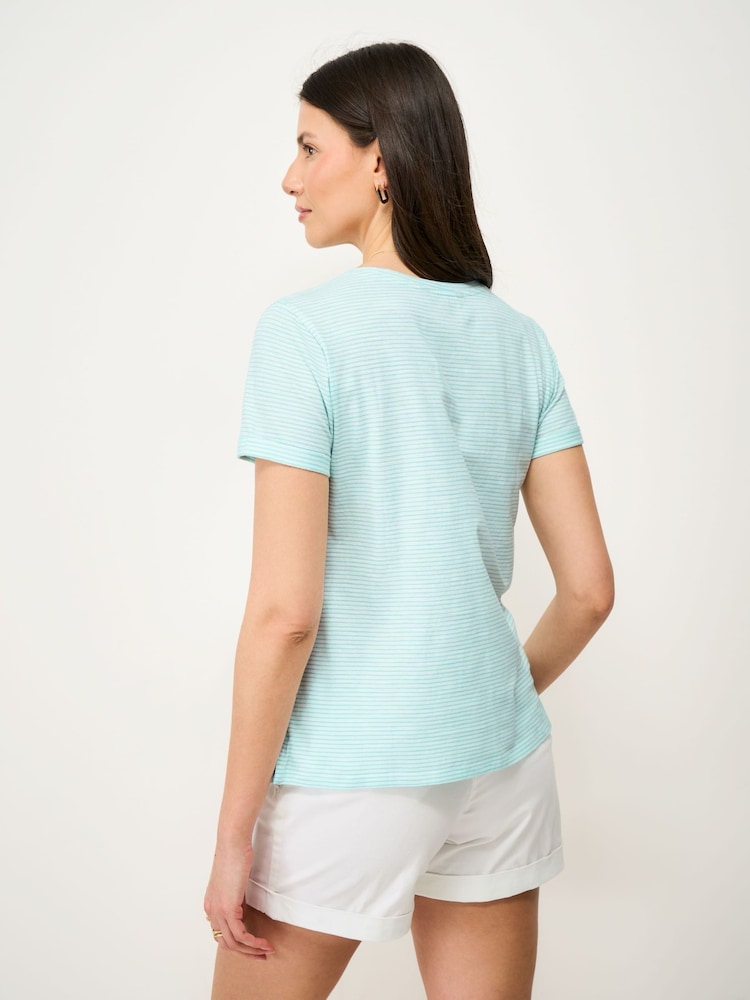 Crew Clothing Ocean Blue Cotton Slub Perfect Crew Neck T-Shirt - Image 2 of 5 Crew Clothing Ocean Blue Cotton Slub Perfect Crew Neck T-Shirt - Image 2 of 5