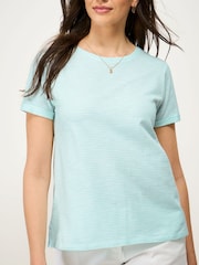 Crew Clothing Ocean Blue Cotton Slub Perfect Crew Neck T-Shirt - Image 4 of 5