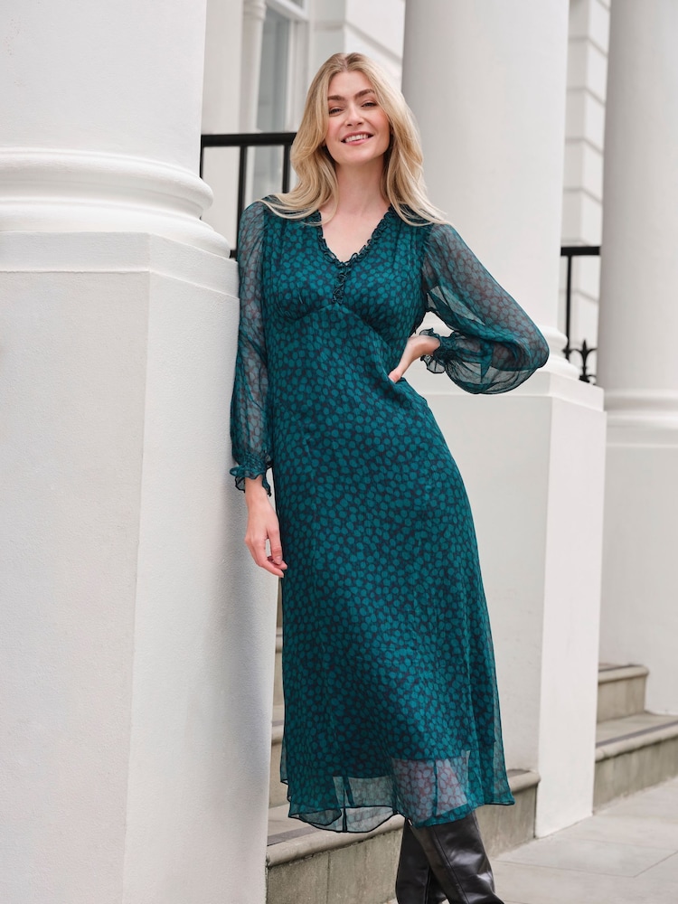 Pure Collection Frill Neck Printed Dress - Bild 1 von 3