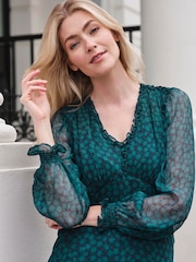 Pure Collection Frill Neck Printed Dress - Bild 3 von 3