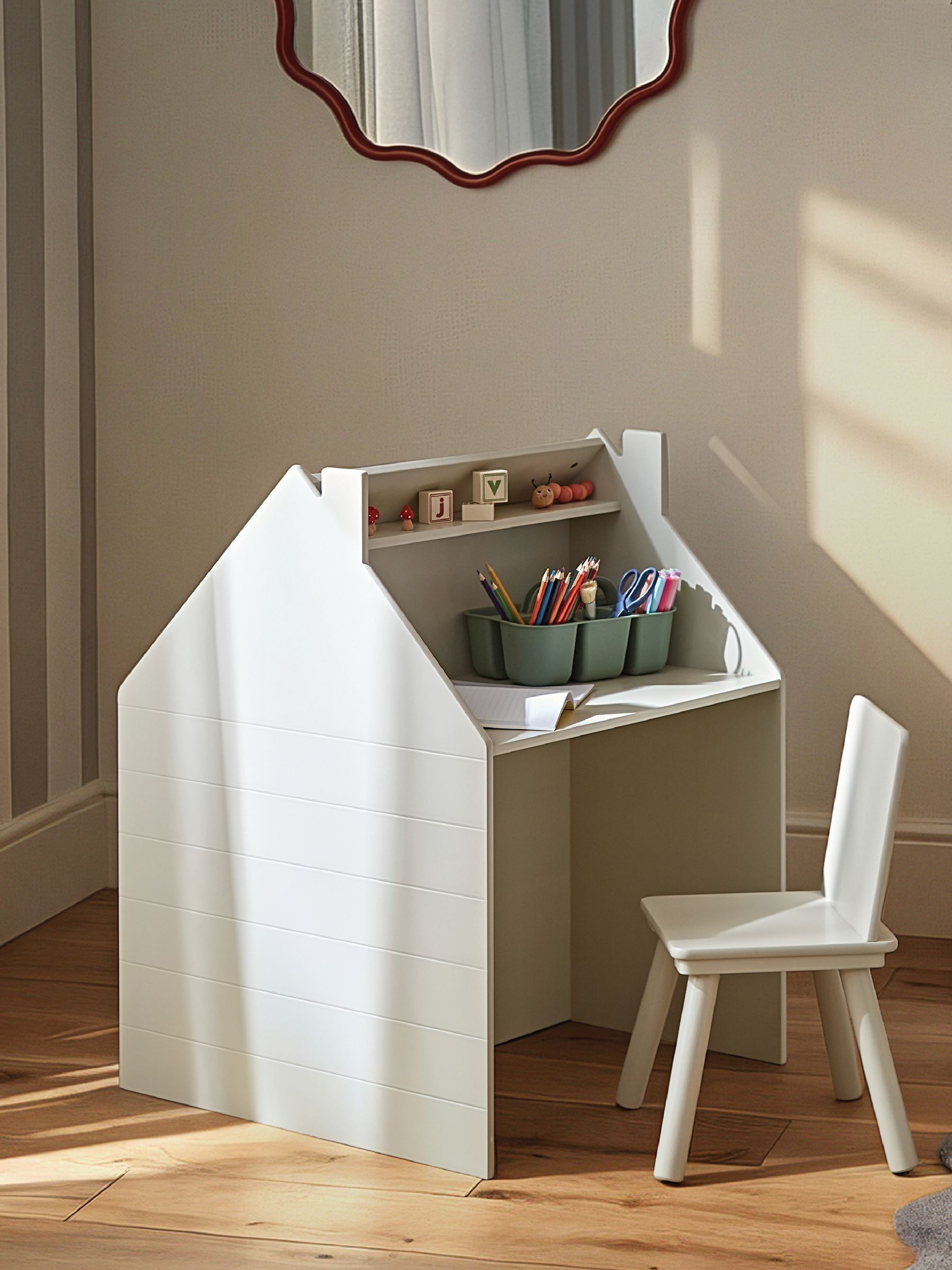 CuddleCo - Play House Storage Desk with Easel and Chair - Cream - Image 2