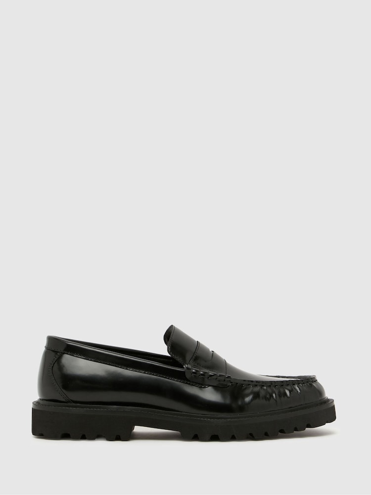 Schuh Black Rudy Leather Loafers - Image 1 of 4