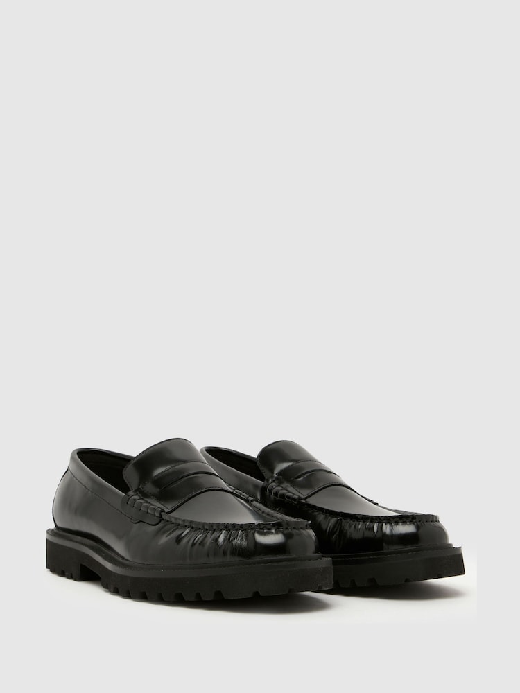 Schuh Black Rudy Leather Loafers - Image 2 of 4