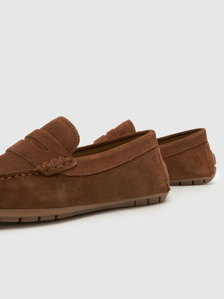 Schuh Brown Rust Suede Driver Shoes - Image 4 of 4