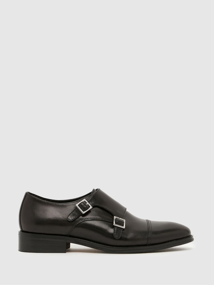Schuh Black Major Leathr Monk Shoes - Image 1 of 4
