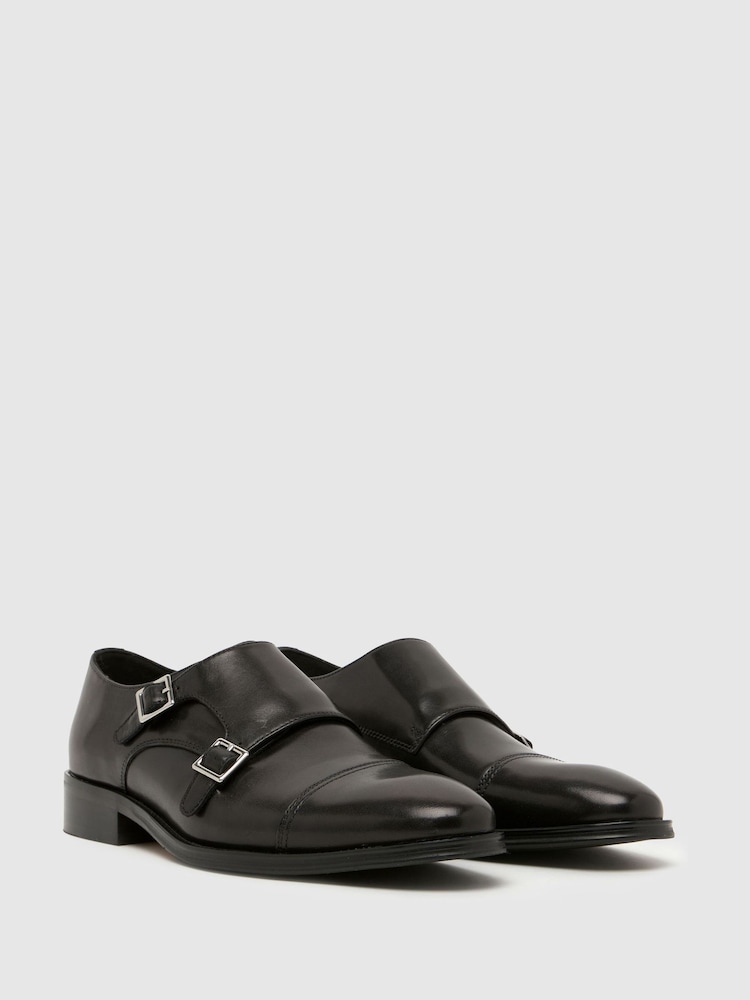 Schuh Black Major Leathr Monk Shoes - Image 2 of 4
