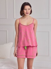 Chelsea Peers Pink Fiesta Graphic Print Cami Short Pyjamas Set - Image 1 of 6