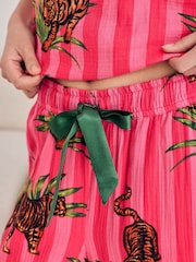Chelsea Peers Pink Leaf Tiger Stripe Print Cami Long Pyjamas Set - Image 4 of 8